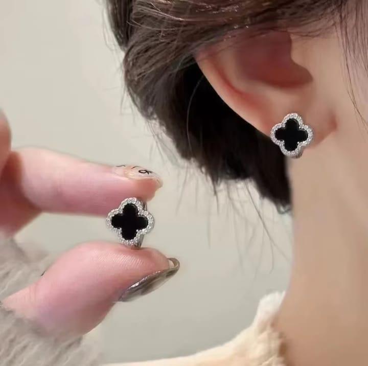 Funky Silver Plated Zircon Earrings