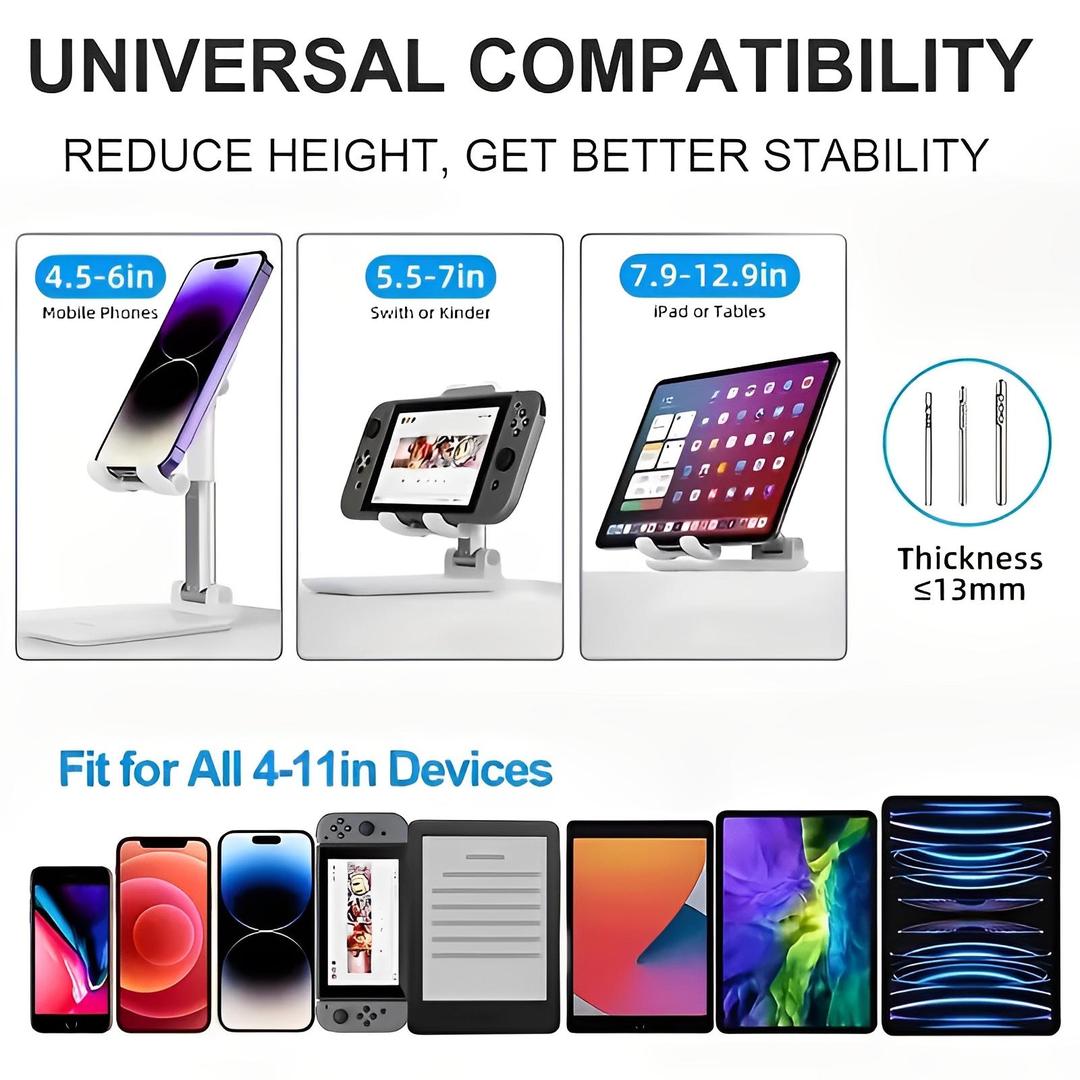 Foldable & Adjustable Mobile & Tablet Stand | Flexible Desktop Mount & Lazy Bracket Holder