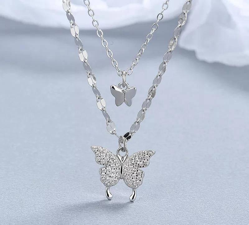 Butterfly Design Gold Plated Zircon Pendant