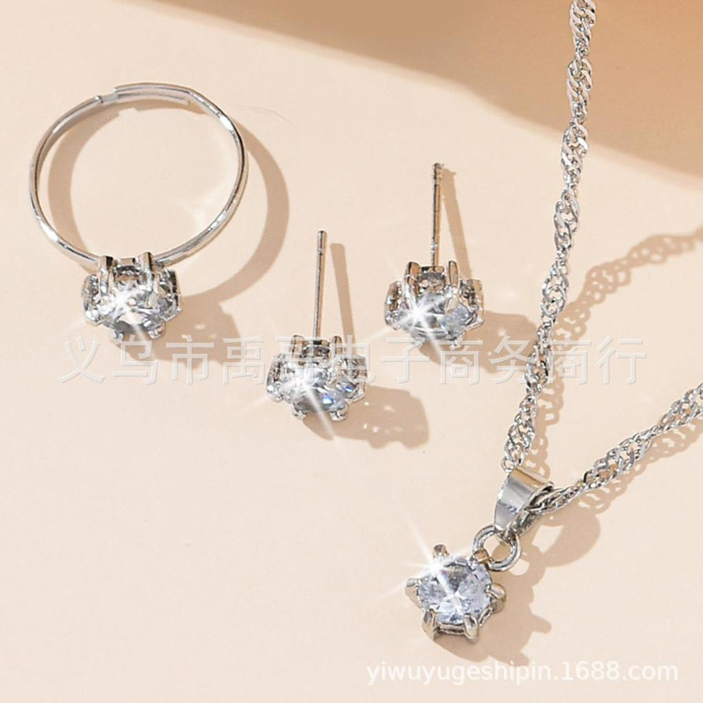 Silver Plated Zircon Necklace Set